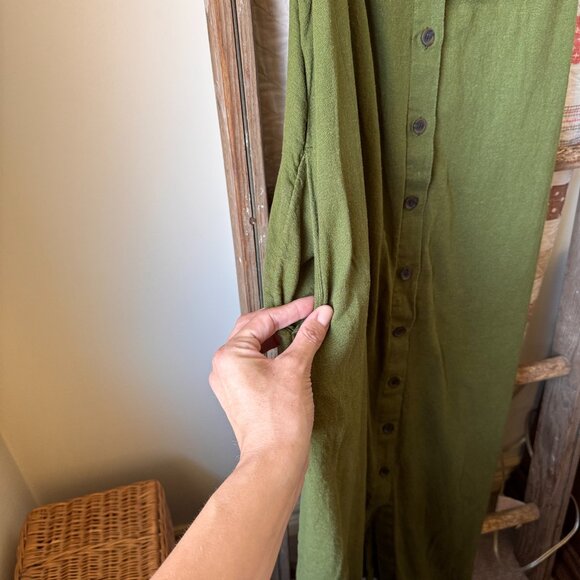 Sleeveless Button-Front Linen-Blend Maxi Shift Dress - Picture 5 of 10